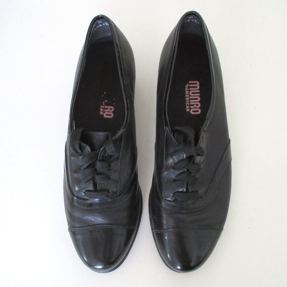 Munro American Womens Black Leather Lace-up Cap Toe Oxford Shoe NWOB - Size 6.5M - Picture 4 of 8